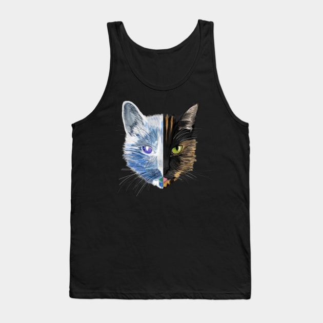 Tortoiseshell Cat Digital Art (Invert Left) Tank Top by IgorAndMore